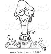Vector of a Cartoon Pizza Man with Dough on His Head - Outlined Coloring Page by Toonaday