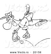 Vector of a Cartoon Player Diving for a Baseball - Outlined Coloring Page by Toonaday