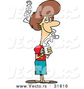 Vector of a Cartoon Pleasant Business Woman Holding Coffee by Toonaday