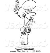 Vector of a Cartoon Pleasant Businesswoman Holding Coffee - Coloring Page Outline by Toonaday