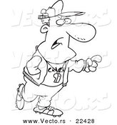 Vector of a Cartoon Pointing Coach - Coloring Page Outline by Toonaday