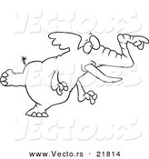 Vector of a Cartoon Pointing Elephant - Outlined Coloring Page by Toonaday