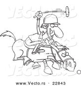 Vector of a Cartoon Polo Player - Coloring Page Outline by Toonaday