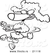 Vector of a Cartoon Poodle Doing a Happy Dance - Coloring Page Outline by Toonaday