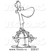 Vector of a Cartoon Poor Guy - Coloring Page Outline by Toonaday
