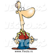 Vector of a Cartoon Poor White Guy with Turned out Pockets by Toonaday