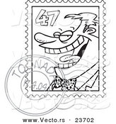 Vector of a Cartoon Postmarked Stamp - Coloring Page Outline by Toonaday