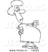 Vector of a Cartoon Pregnant Girl Trying to Walk - Outlined Coloring Page Drawing by Toonaday