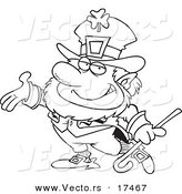 Vector of a Cartoon Presenting Leprechaun - Coloring Page Outline by Toonaday