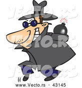 Vector of a Cartoon Private Spy Sneaking in a Lit Bomb Behind His Back by Toonaday