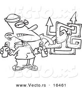 Vector of a Cartoon Punk Boy Spray Painting Graffiti - Outlined Coloring Page Drawing by Toonaday