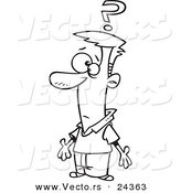 Vector of a Cartoon Puzzled Man - Outlined Coloring Page by Toonaday