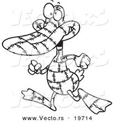 Vector of a Cartoon Quilted Duck - Outlined Coloring Page by Toonaday