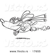 Vector of a Cartoon Race Dog Running by - Coloring Page Outline by Toonaday