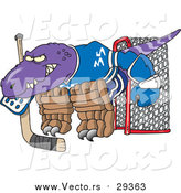 Vector of a Cartoon Raptor Dino Goalie by Toonaday