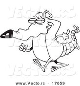 Vector of a Cartoon Rat Walking - Coloring Page Outline by Toonaday