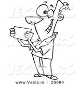 Vector of a Cartoon Recipient Ent Man Reading an Invitation - Outlined Coloring Page by Toonaday
