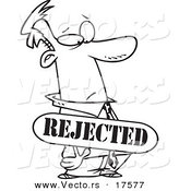 Vector of a Cartoon Rejected Businessman - Coloring Page Outline by Toonaday