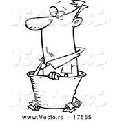 Vector of a Cartoon Rejected Businessman in a Bin - Coloring Page Outline by Toonaday