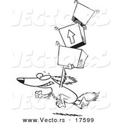 Vector of a Cartoon Retriever Dog Carrying Packages - Coloring Page Outline by Toonaday
