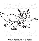 Vector of a Cartoon Robbing Fox - Coloring Page Outline by Toonaday