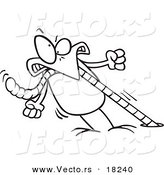 Vector of a Cartoon Robin Pulling on a Strong Worm - Outlined Coloring Page by Toonaday