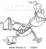Vector of a Cartoon Robot Executive - Outlined Coloring Page by Toonaday