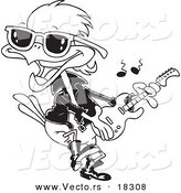Vector of a Cartoon Rocker Robin - Outlined Coloring Page by Toonaday
