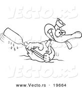 Vector of a Cartoon Rowing Duck - Outlined Coloring Page by Toonaday