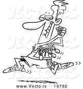 Vector of a Cartoon Runner Sporting His Medals - Outlined Coloring Page by Toonaday