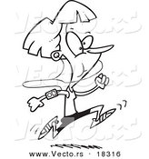 Vector of a Cartoon Runner with an Mp3 Player - Outlined Coloring Page by Toonaday