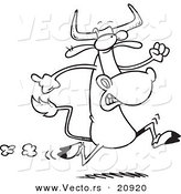 Vector of a Cartoon Running Cow - Coloring Page Outline by Toonaday
