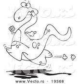 Vector of a Cartoon Running Dinosaur - Outlined Coloring Page by Toonaday