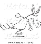 Vector of a Cartoon Running Donkey - Outlined Coloring Page by Toonaday
