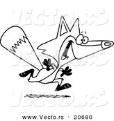 Vector of a Cartoon Running Fox - Coloring Page Outline by Toonaday