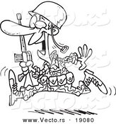 Vector of a Cartoon Running Marine Soldier - Outlined Coloring Page by Toonaday