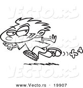 Vector of a Cartoon Running Mischievous Boy - Outlined Coloring Page by Toonaday