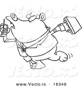 Vector of a Cartoon Rushed Business Bear - Outlined Coloring Page by Toonaday