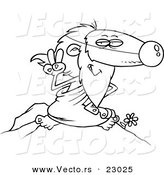 Vector of a Cartoon Sage Wearing a Nose - Coloring Page Outline by Toonaday