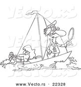 Vector of a Cartoon Sailboat - Coloring Page Outline by Toonaday
