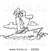 Vector of a Cartoon Sailor Man Cruising on a Ship - Outlined Coloring Page by Toonaday