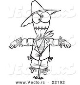 Vector of a Cartoon Scarecrow - Outlined Coloring Page by Toonaday