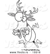 Vector of a Cartoon Scared Deer - Outlined Coloring Page by Toonaday