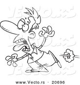 Vector of a Cartoon Scared Man Running - Coloring Page Outline by Toonaday