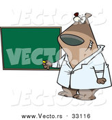 Vector of a Cartoon Science Teacher Bear by a Chalkboard by Toonaday
