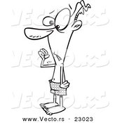 Vector of a Cartoon Scrawny Guy - Coloring Page Outline by Toonaday