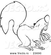 Vector of a Cartoon Screaming Squirrel - Coloring Page Outline by Toonaday