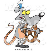 Vector of a Cartoon Sea Captain Rat Steering by Toonaday