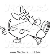 Vector of a Cartoon Searching Dog - Outlined Coloring Page by Toonaday