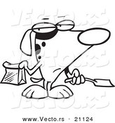 Vector of a Cartoon Self Cleaning Dog Scooping His Poop - Coloring Page Outline by Toonaday